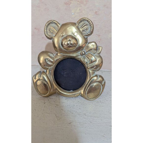 Vintage Brass Teddy Bear Picture Frame With Stand - Picture 6 of 7